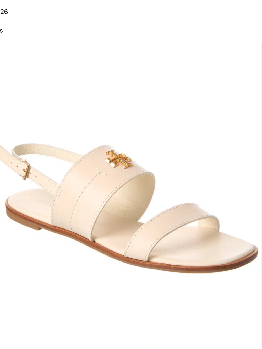 TORY BURCH Mini Everly Back Strap Leather Sandal In Ivory, Size 10.5, NWT no box